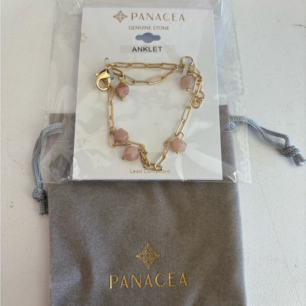 Peach Glass stone anklet